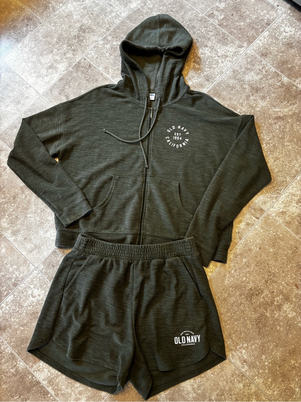 Old Navy Dark Green Hoodie & Shorts Set